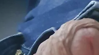 Step mom almost caught cheating husband by handjob step son dick under Jeans