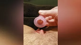 Clit Sucking Oral Sex Toy Homemade Sucks my Swollen Sensitive Clit Squirting Cum with Vibrator