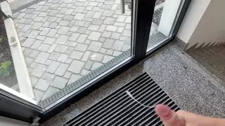 Naked in the stairwell with cumshot ????