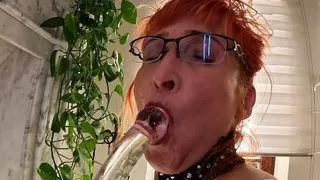 Oiled in Sexy Nylon with My Glass Dildo