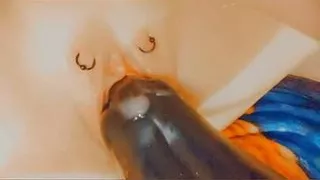 German sub SklavinS training with Speculum and a Dildo