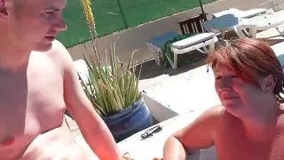 AuntJudysXXX - Posh Busty Cougar JoJo Seduces a Younger Man at the Pool