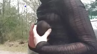 Milf squirt outdoor at public parking