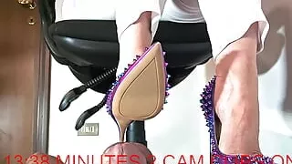 Spiked heels ravage the slave's cock