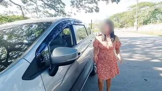 Desi amateur threesome in public road, lucky guy car fuck