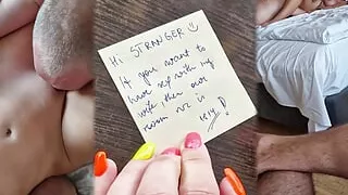 Hotwife couple invited stranger man to their hotel room, but he wasn't able to fuck her, because he did not get his dick hard