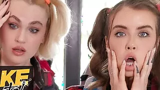 Fake Hostel - Young friends Eden Ivy and Greta Foss find themselves cumming late one night in threesome