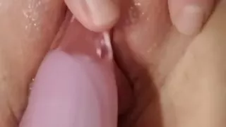 Rabbit vibrator orgasm followed by quick creampie