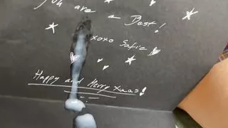 Sexy Santa Girl Hard Balls Play Precum Dripping Edging Handjob with Double Cumshot for Christmas and New Years Eve Celebration