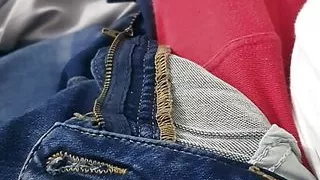 Step mom hand slip under step son red underwear touching his dick for a handjob