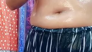 Pissing time in bathroom. I wear a black plazzo  at bath time. Showing my soft body, pussy and beautiful boobs