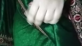 Indian Gay Crossdresser Gaurisissy wearing the Green Saree  xxx and feeling sexy.