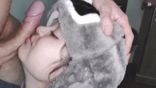 White Wolf Ofc - Deep throat and ball in the face of little White Moon