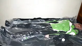 Dec 20 2023 - VacPacked in Dougs Motorcycle Jacket in my leather motorcycle overalls and tall boots