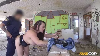 Nikki Devine - Busty Brunette Chubby Screwing Police Officer & Titt