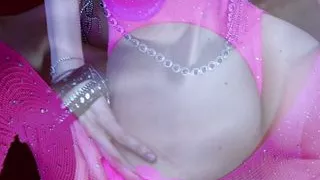 Arousing pink lingerie - italian mistress ass worship mesmerize Rebecca Diamante in stockings brunette sexy perfect butt