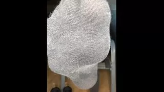 Your giant Mistress show her pantyhose soles, enjoy it