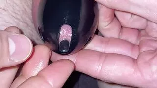 Urethral sounding while being in chastity cage