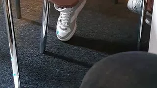 Step son pulled out dick under table while step mom eats her breakfast