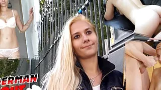 GERMAN SCOUT - Shy Teen Haley Hunter without Tattoos talk to First Casting Sex