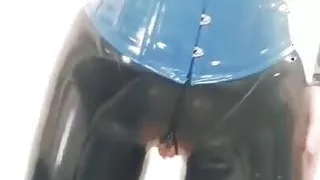 Black Latex Catsuit Home Phone Selfie Video