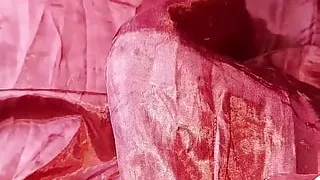 Masturbation Cum Wearing Red Satin Mukenah