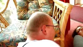 Sexy German slut pleasing an old cock