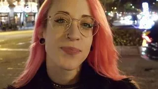 German Scout - Crazy pink hair Latina girl Lilian get eye rolling orgasm at pickup sex