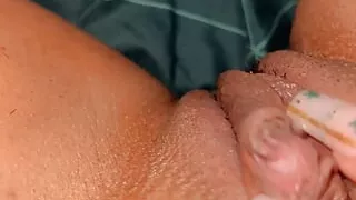 Views deleted Thick Latina masturbates some to a big black dildo