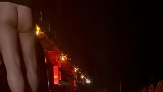 Trucker Strips naked at roadside