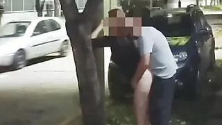hot couple fucking on the street in public with risky voyeurs