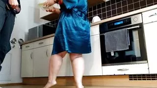 Lustful mother-in-law gave dirty panties to her son-in-law after pissing in doggy style