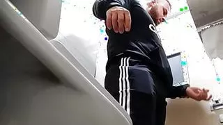 security guard in the bathroom