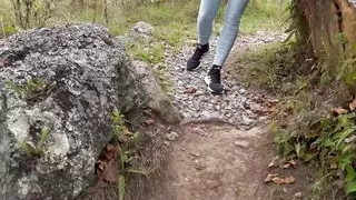 Outdoor lesbian sex after a dose of adrenaline.