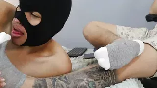 He is a fan of smelling my gray and white socks. He says he likes sweaty feet.