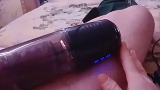 My big cock barely fits in my new toy