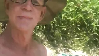 Naked in public park river