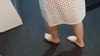 Step mom get changed in red sexy lingerie in front of step son