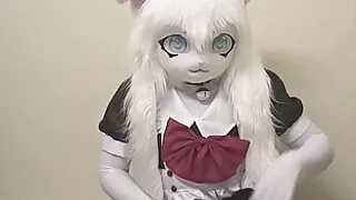 Boyfriend controls vibrator, making me wet and orgasm in kigurumi furry maid suit