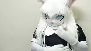 Kigurumi maid girl vibrates moaning and orgasm
