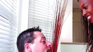 Interracial sex with a cute black babe is something that turns on this mature guy