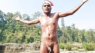 Hot santa claus in public outdoor advanture with big cock