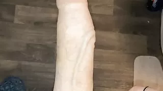 Huge ugly dick spraying cum and piss again