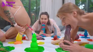 Lesbian Anal Twister Sex Party Anal Orgasm Huge Dildos Squi