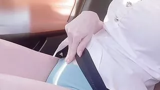 Beautiful Thai student masturbates in the car