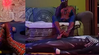 First cosplay video! Venom gets footjobed by Spiderman