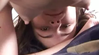 Cum chugging girl takes cock in pussy and ass and creamed in bed