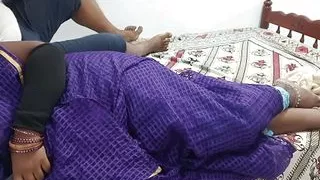 Desi Tamil stepmom shared a bed for her stepson he take over advantage and hard fucking