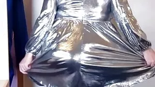 television  slut nottstelevision slut in slutty metallic dress