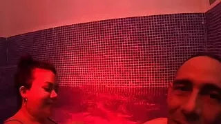 Fucking in Spa Footjob and Creampie for Naughty Busty